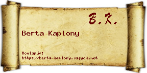 Berta Kaplony névjegykártya